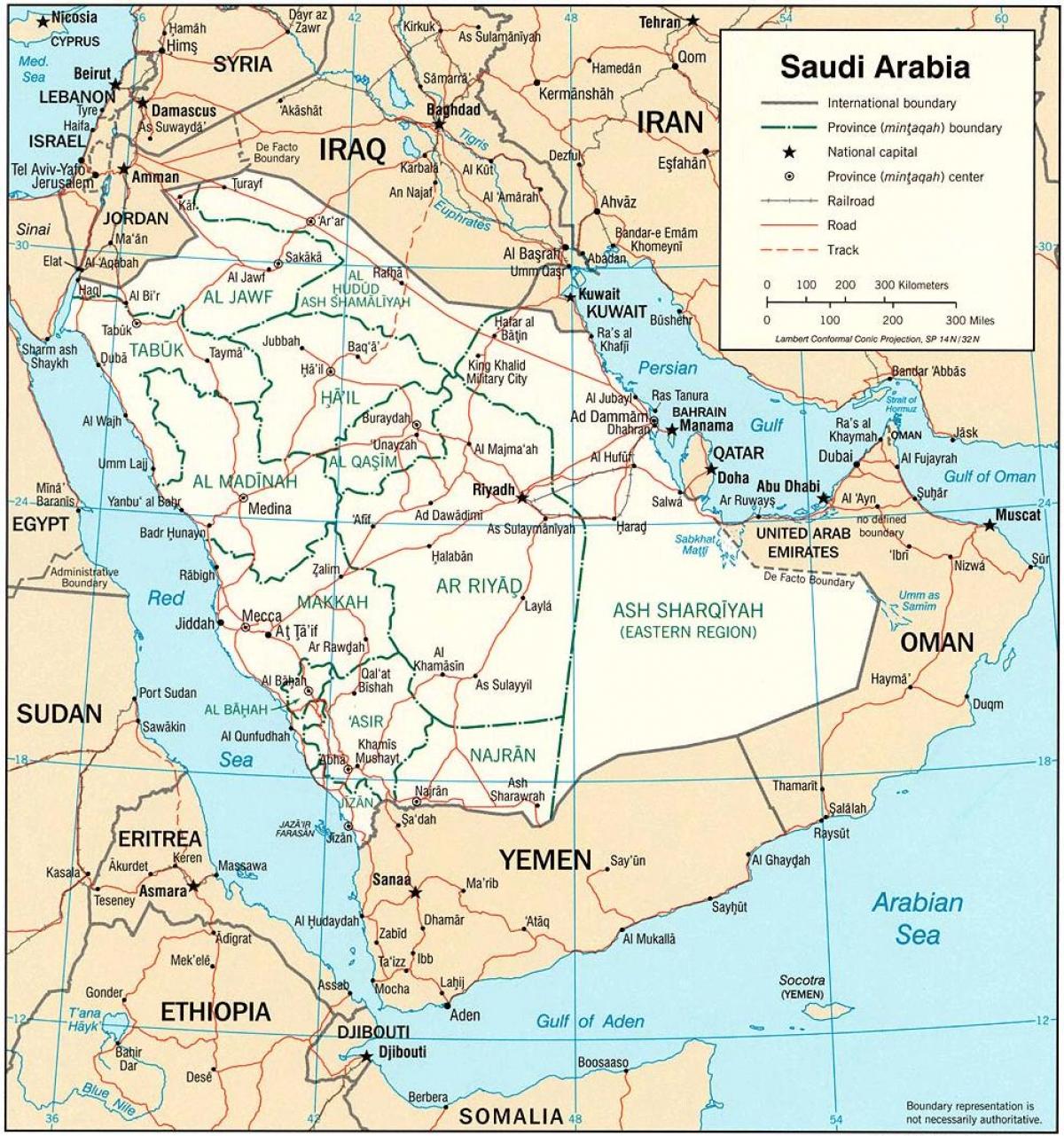 Kaart van Saoedi-Arabië aanlyn