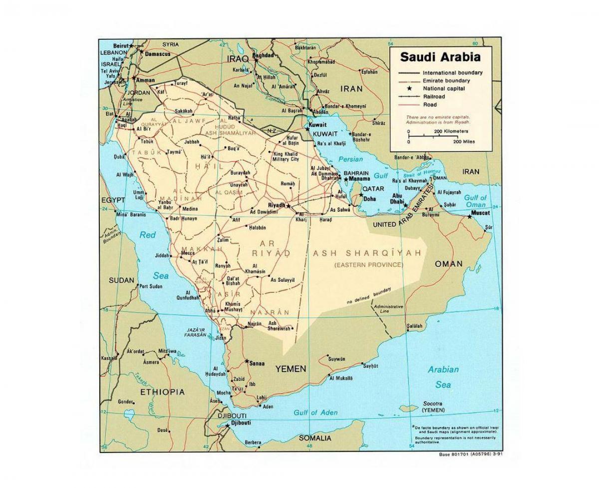 Saoedi-Arabië kaart met die groot stede