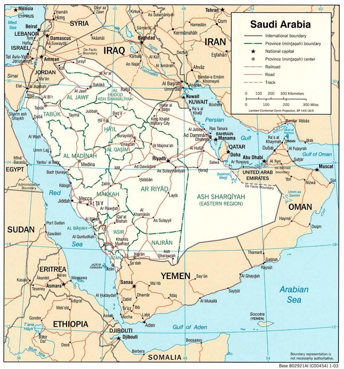 Kaart van Saoedi-Arabië roete