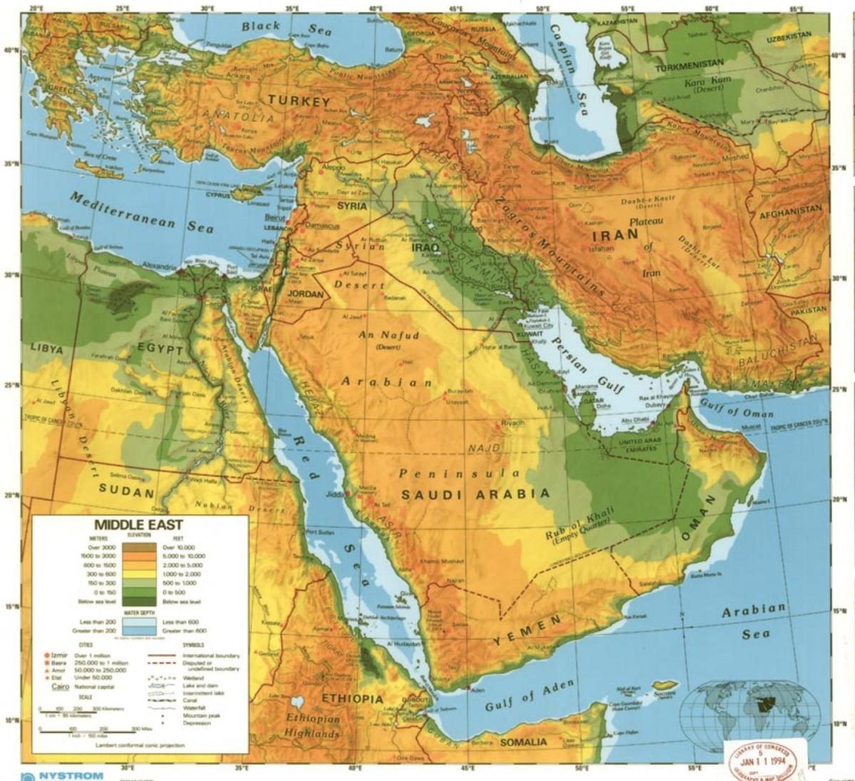 Kaart van Saoedi-Arabië woestyn