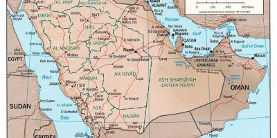 Kaart van Saoedi-Arabië met stede deur die pad