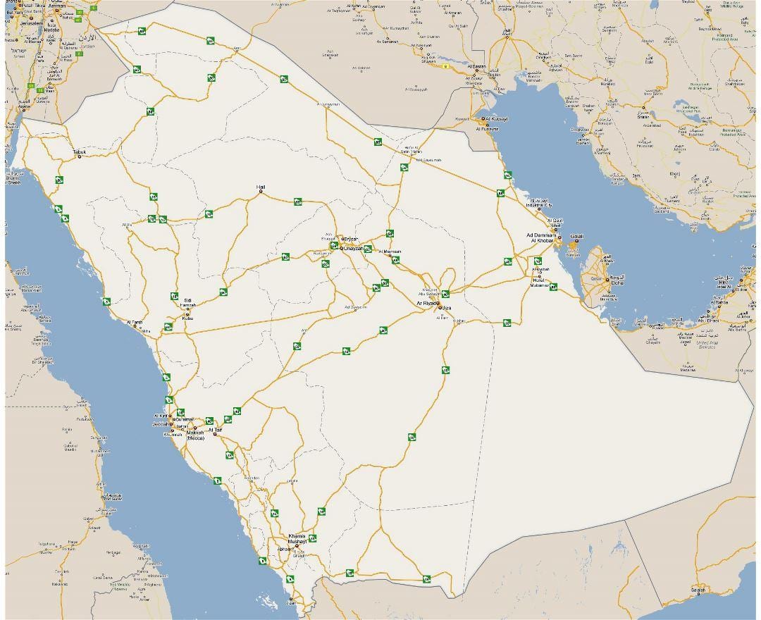Kaart van gedetailleerde Saoedi-Arabië