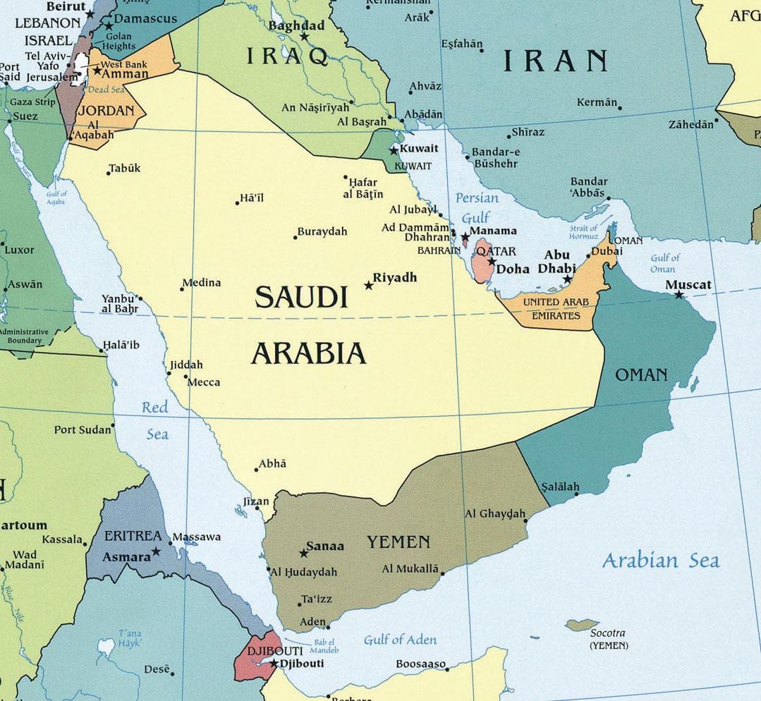 Kaart van die hoofstad van Saoedi-Arabië