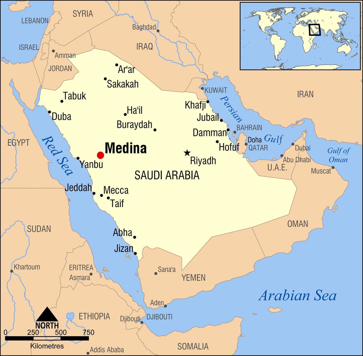 Kaart van medina, Saoedi-Arabië