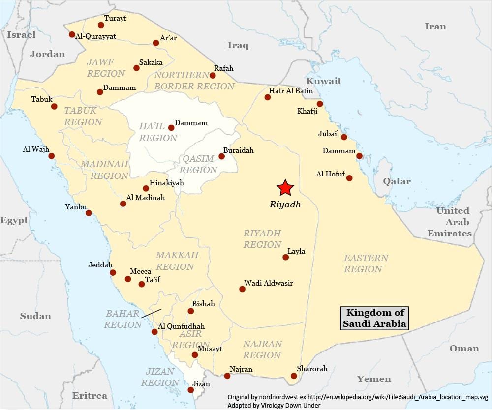 Kaart van najran Saoedi-Arabië