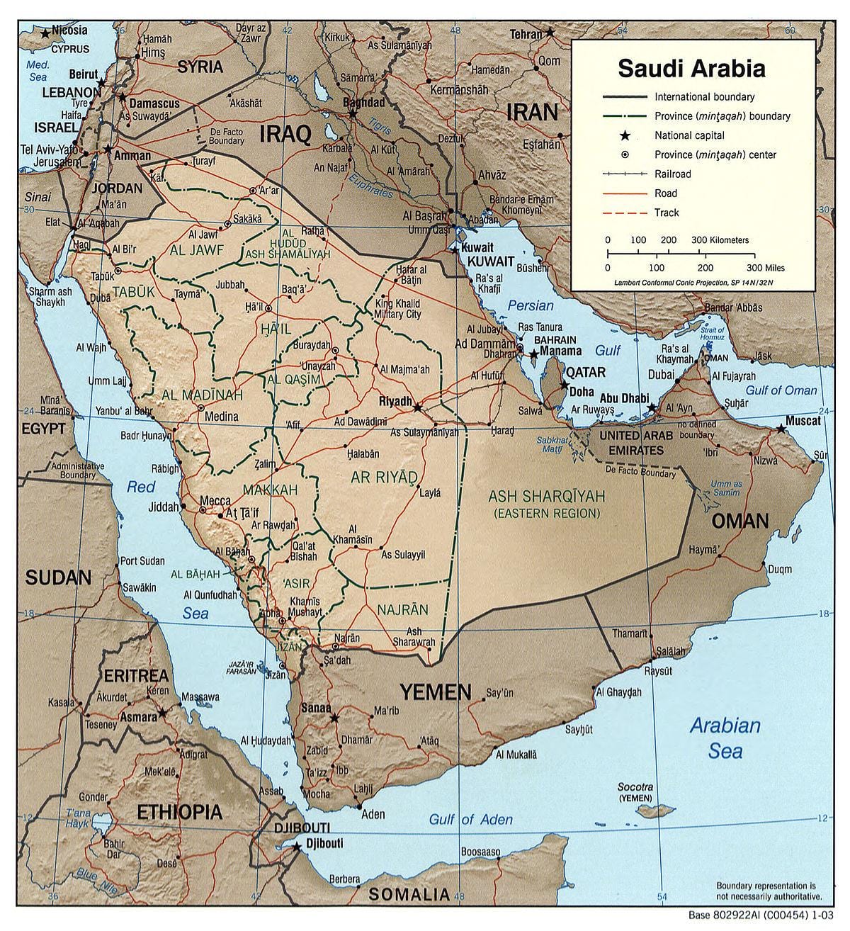 Saoedi-Arabië geografie kaart
