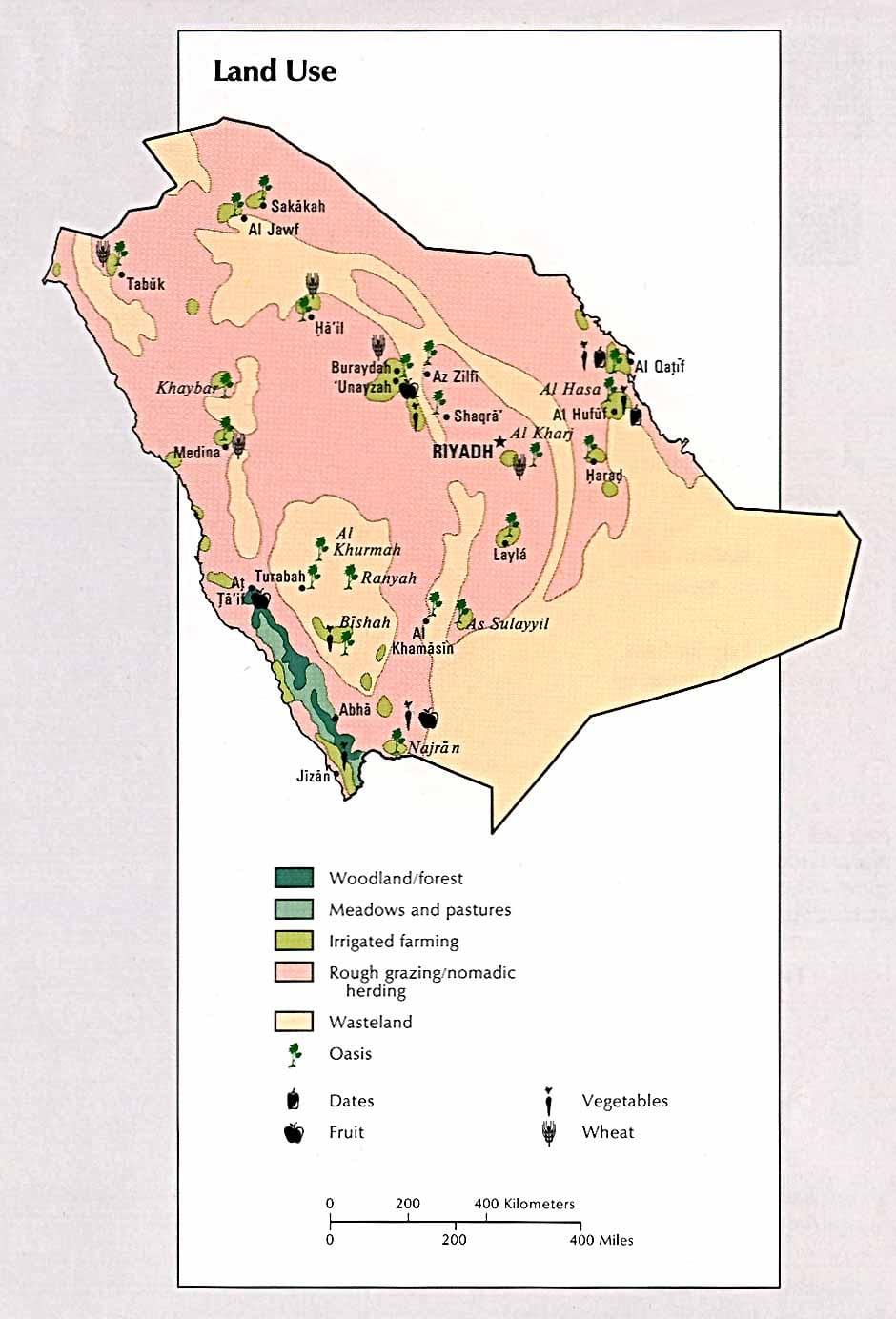 Kaart van Saoedi-Arabië natuurlike hulpbronne