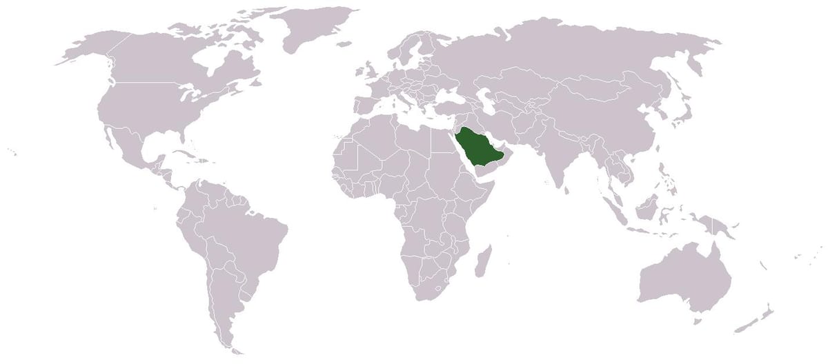 Saoedi-Arabië op'n wêreld kaart