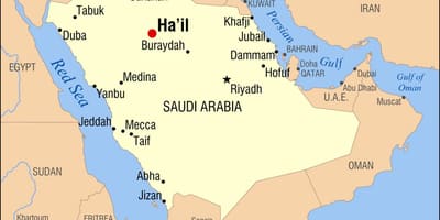 Kaart van die hael Saoedi-Arabië