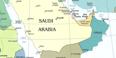 Kaart van die Saoedi-Arabiese skiereiland