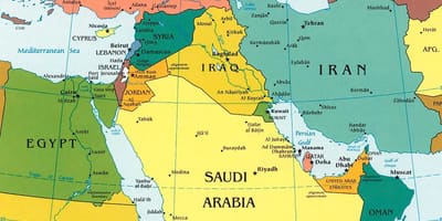 Kaart Saoedi-Arabië omliggende lande