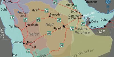KSA kaart met stede