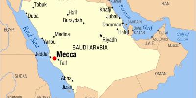 Kaart van mekka in Saoedi-Arabië