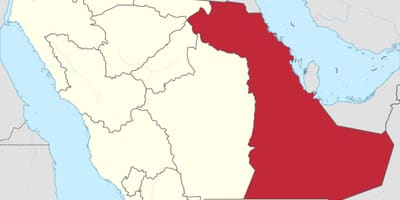 Kaart van die oostelike provinsie Saoedi-Arabië