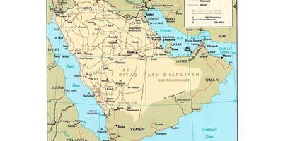 Saoedi-Arabië kaart met die groot stede