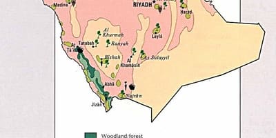 Kaart van Saoedi-Arabië natuurlike hulpbronne