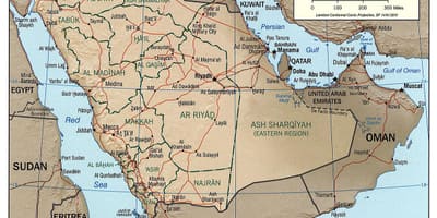 Kaart van Saoedi-Arabië rivier