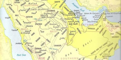Kaart van Saoedi-Arabië stamme