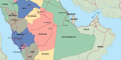 Kaart van Saoedi-Arabië stede