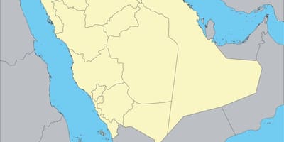 Kaart van die wêreld wat Saoedi-Arabië